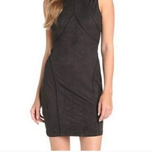 NWT! Sanctuary Black Fitted Faux Vegan Suede Dress Sz L